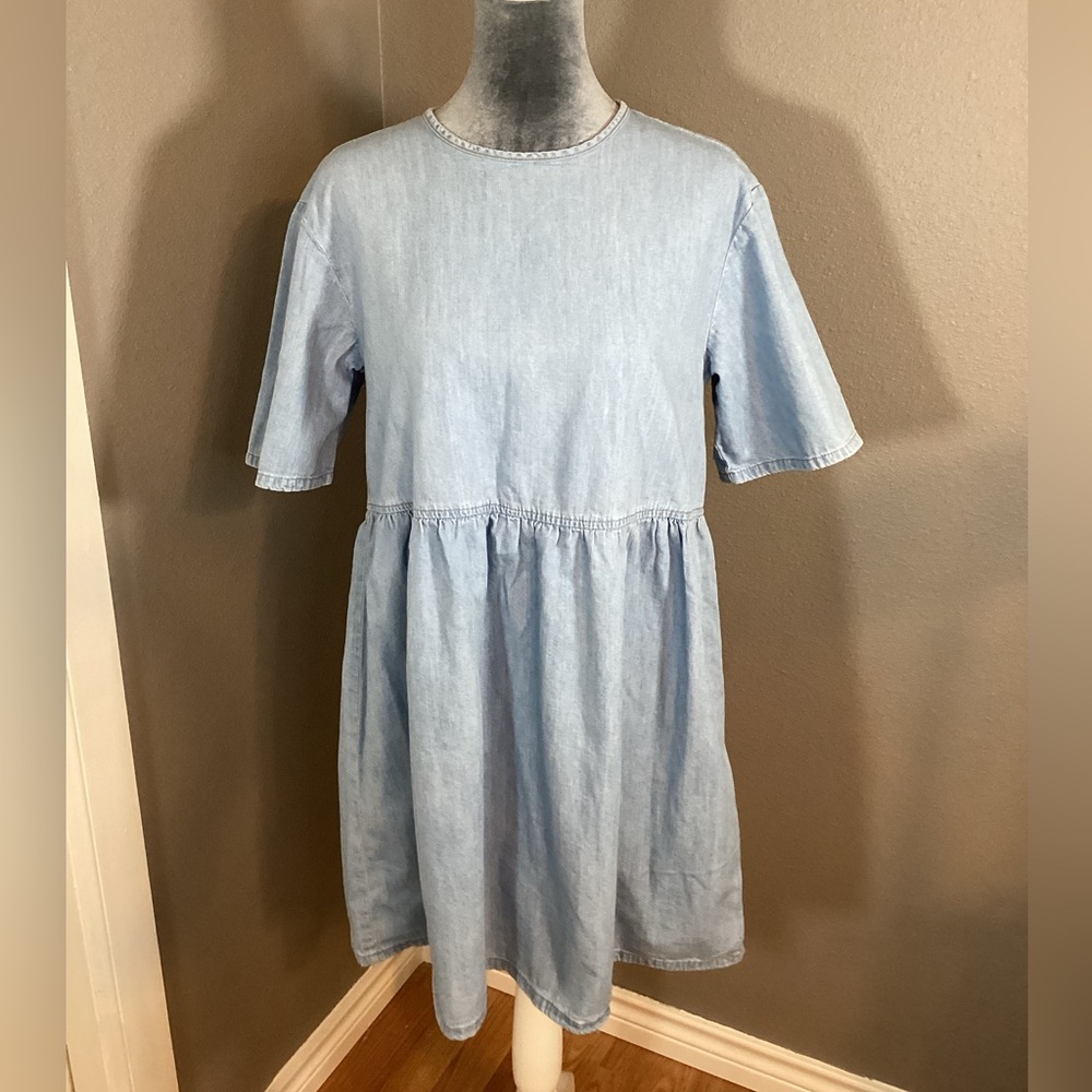 Divided Chambray Babydoll Loose Fit Mini Size XS